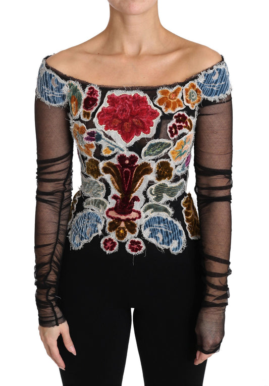 Dolce &amp; Gabbana Haut élégant à manches longues et appliqués floraux