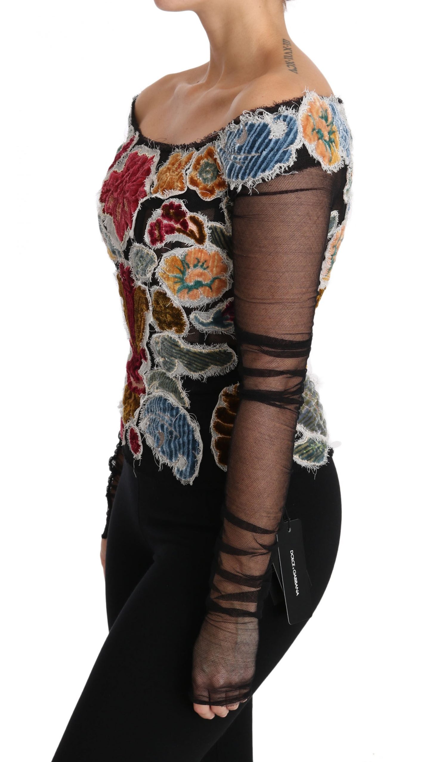 Dolce &amp; Gabbana Haut élégant à manches longues et appliqués floraux