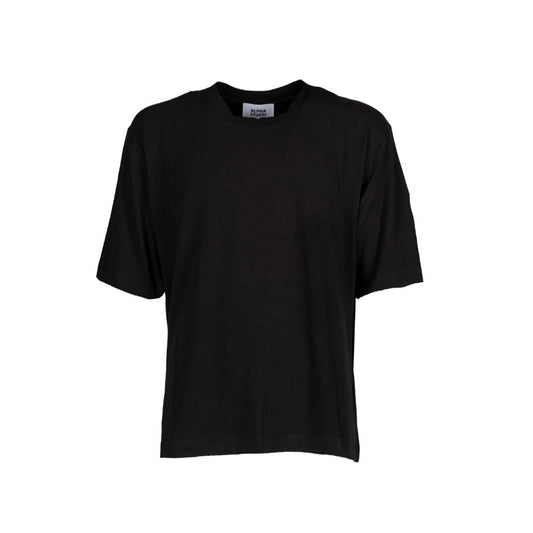 Alpha Studio Black Cotton T-Shirt by Alpha Studio