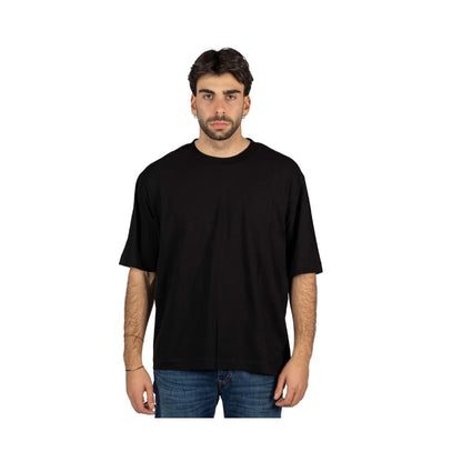 Alpha Studio Black Cotton T-Shirt by Alpha Studio