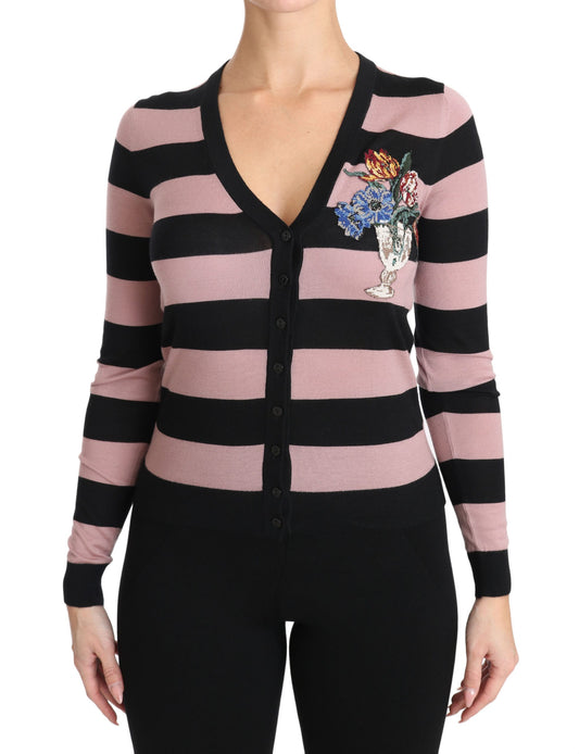 Dolce &amp; Gabbana Élégant cardigan en cachemire brodé de fleurs