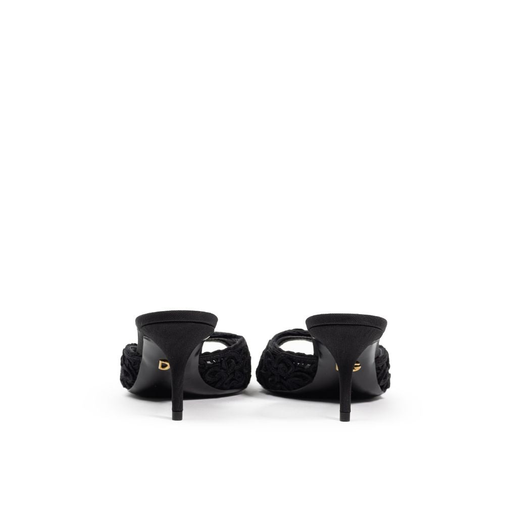 Dolce & Gabbana Black Cotton Sandal by Dolce & Gabbana
