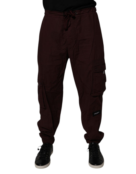Dolce & Gabbana Maroon Cotton Cargo Jogger Sweatpants Pants by Dolce & Gabbana