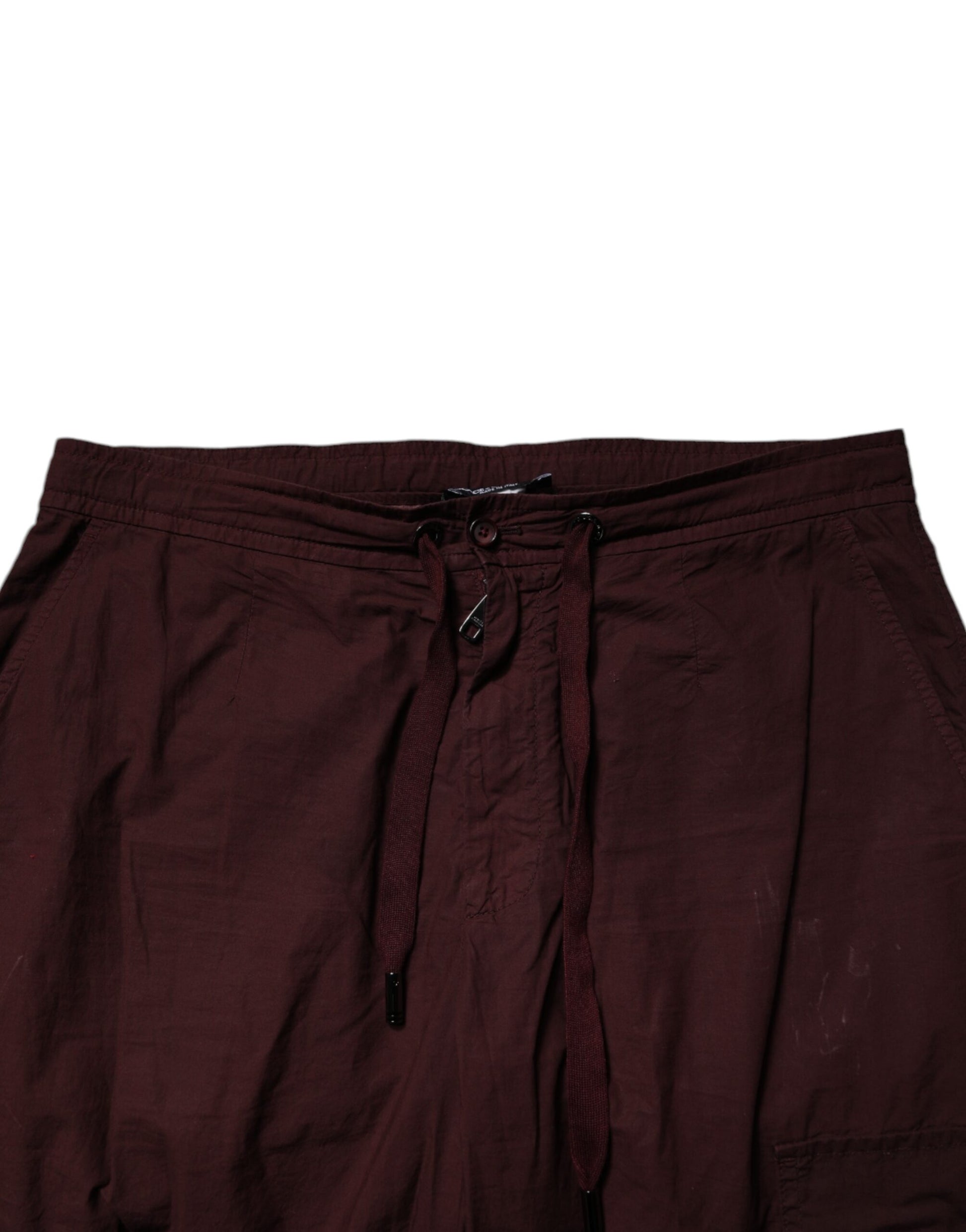 Dolce & Gabbana Maroon Cotton Cargo Jogger Sweatpants Pants by Dolce & Gabbana