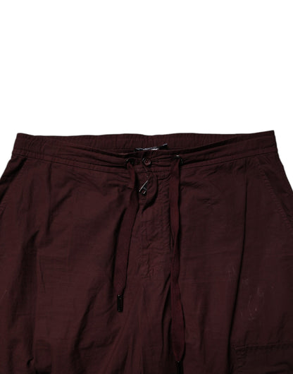 Dolce & Gabbana Maroon Cotton Cargo Jogger Sweatpants Pants by Dolce & Gabbana