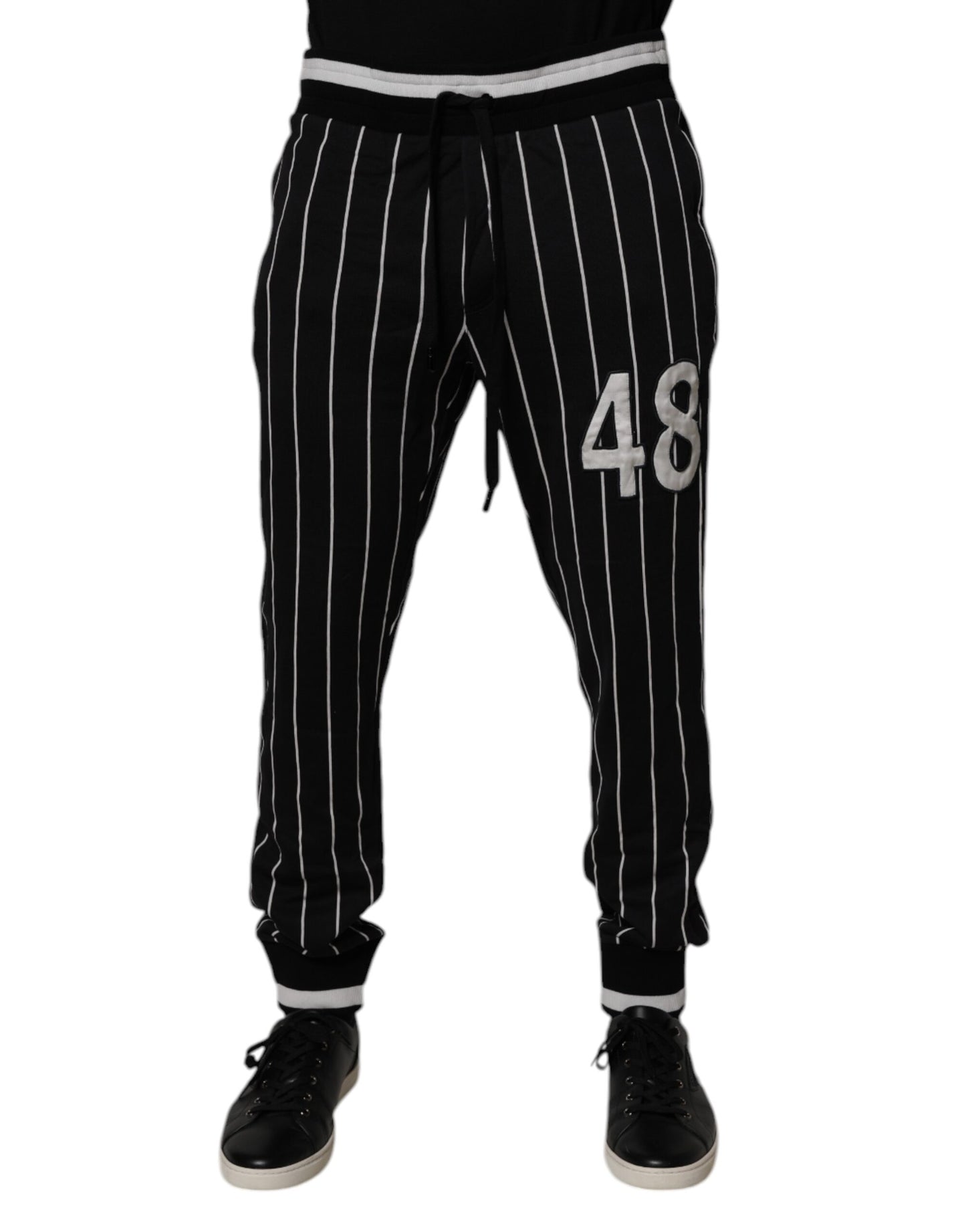 Dolce & Gabbana Black White Stripes Jogger Sweatpants Pants by Dolce & Gabbana