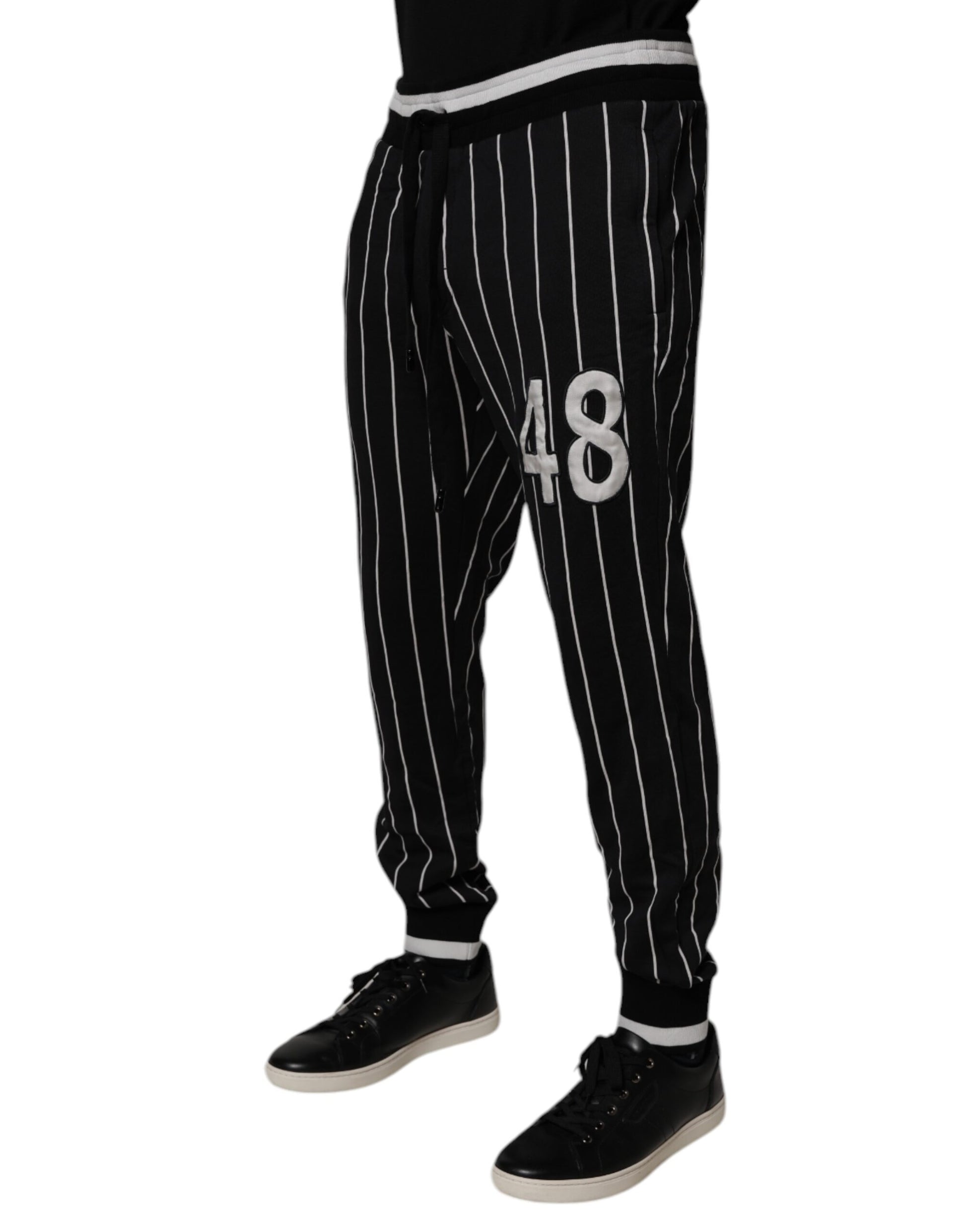 Dolce & Gabbana Black White Stripes Jogger Sweatpants Pants by Dolce & Gabbana