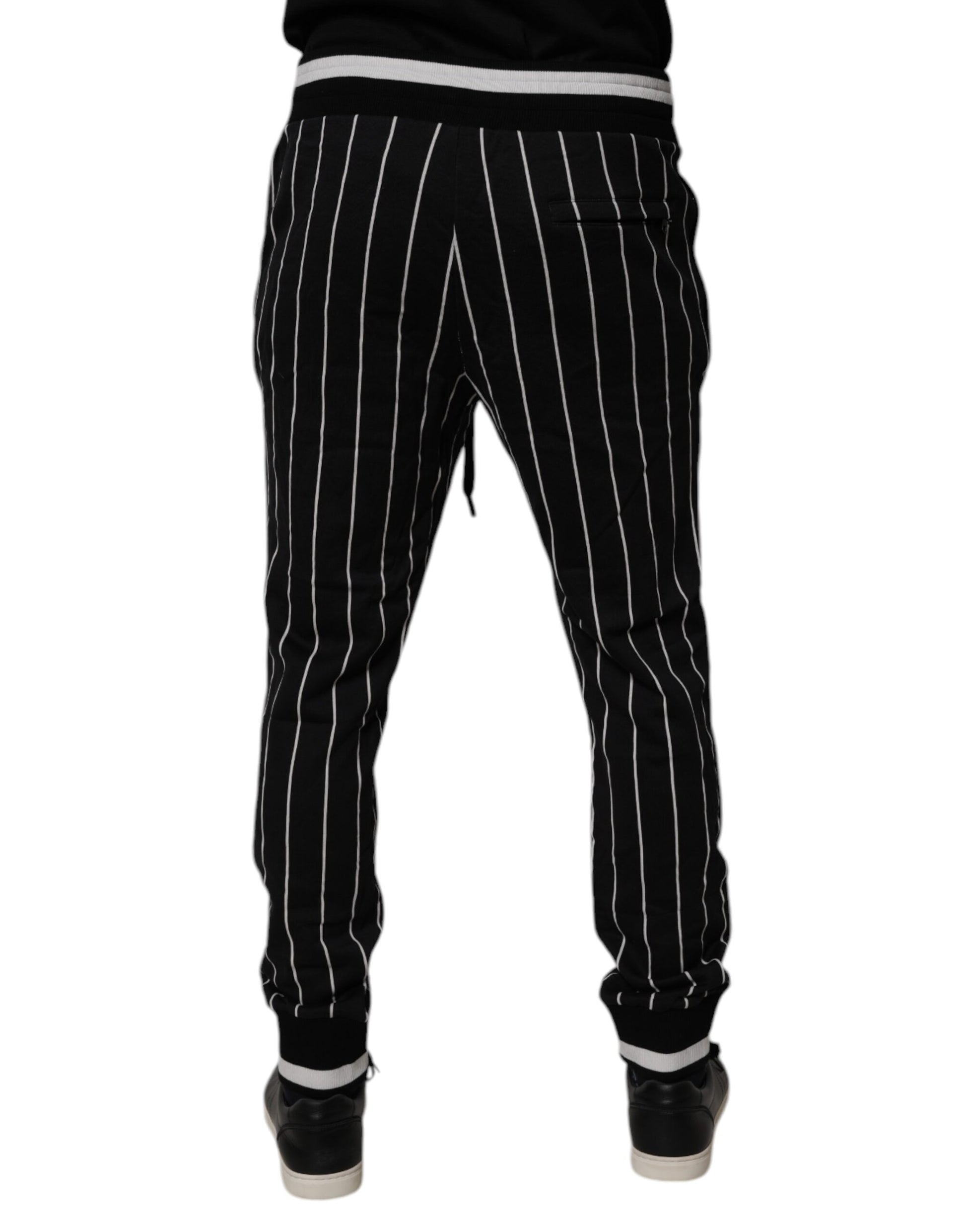 Dolce & Gabbana Black White Stripes Jogger Sweatpants Pants by Dolce & Gabbana