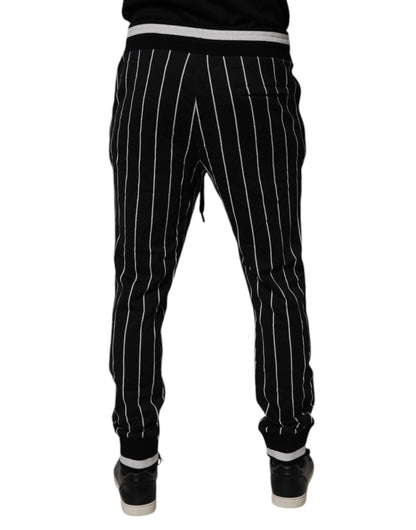 Dolce & Gabbana Black White Stripes Jogger Sweatpants Pants by Dolce & Gabbana