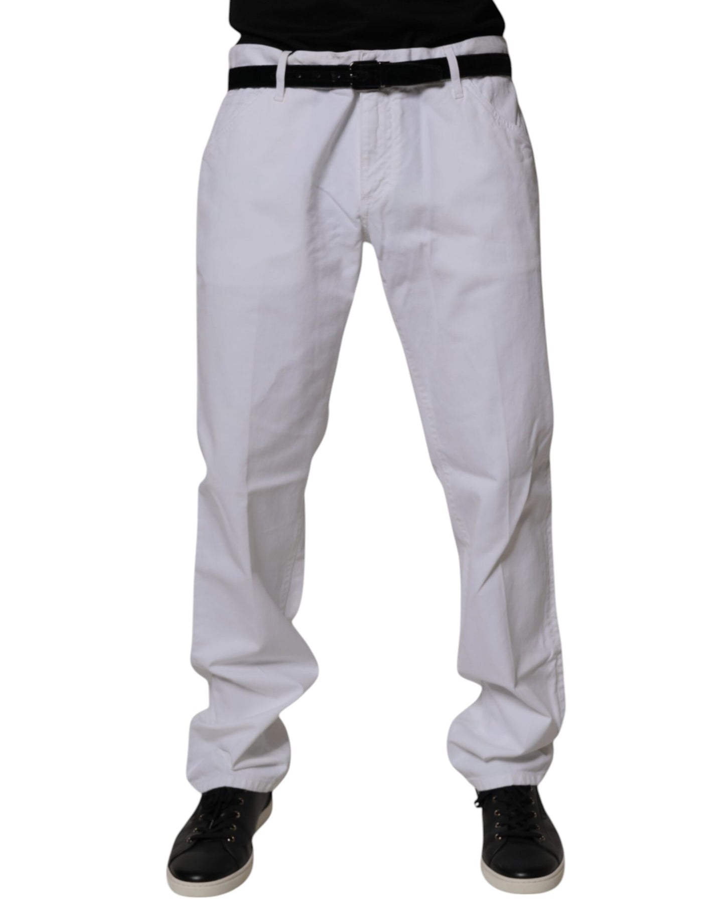 Dolce & Gabbana White Cotton Straight Men Denim Jeans by Dolce & Gabbana
