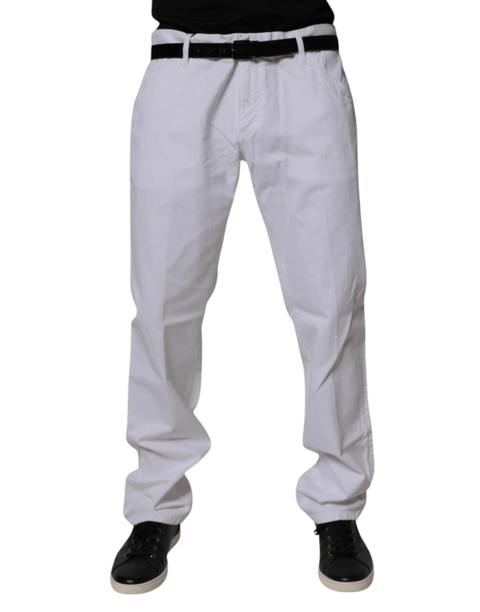 Dolce & Gabbana White Cotton Straight Men Denim Jeans by Dolce & Gabbana