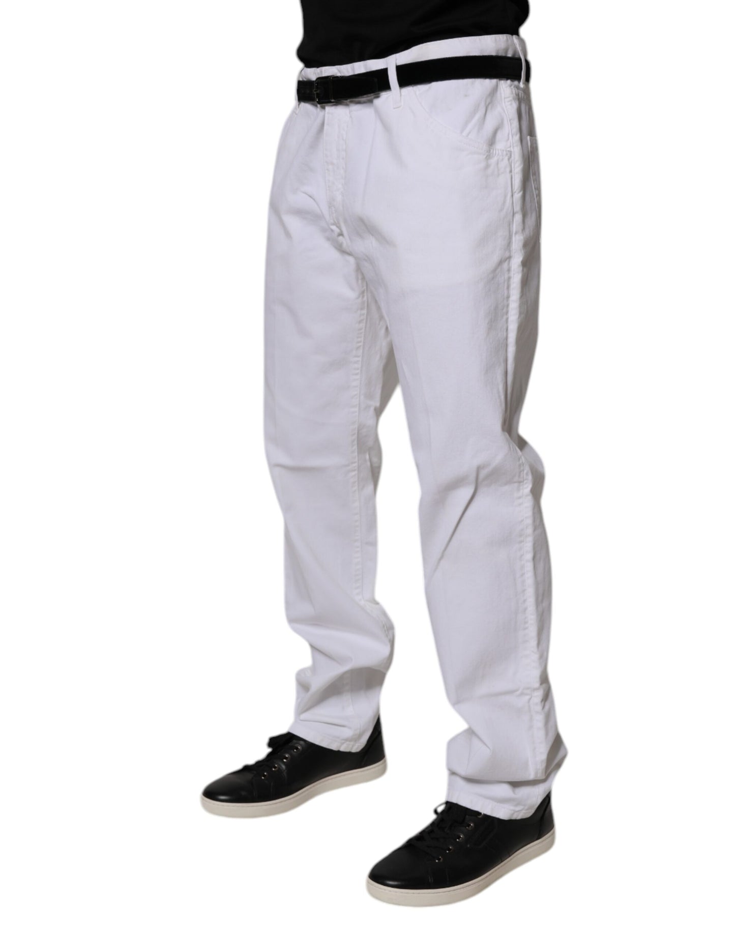 Dolce & Gabbana White Cotton Straight Men Denim Jeans by Dolce & Gabbana