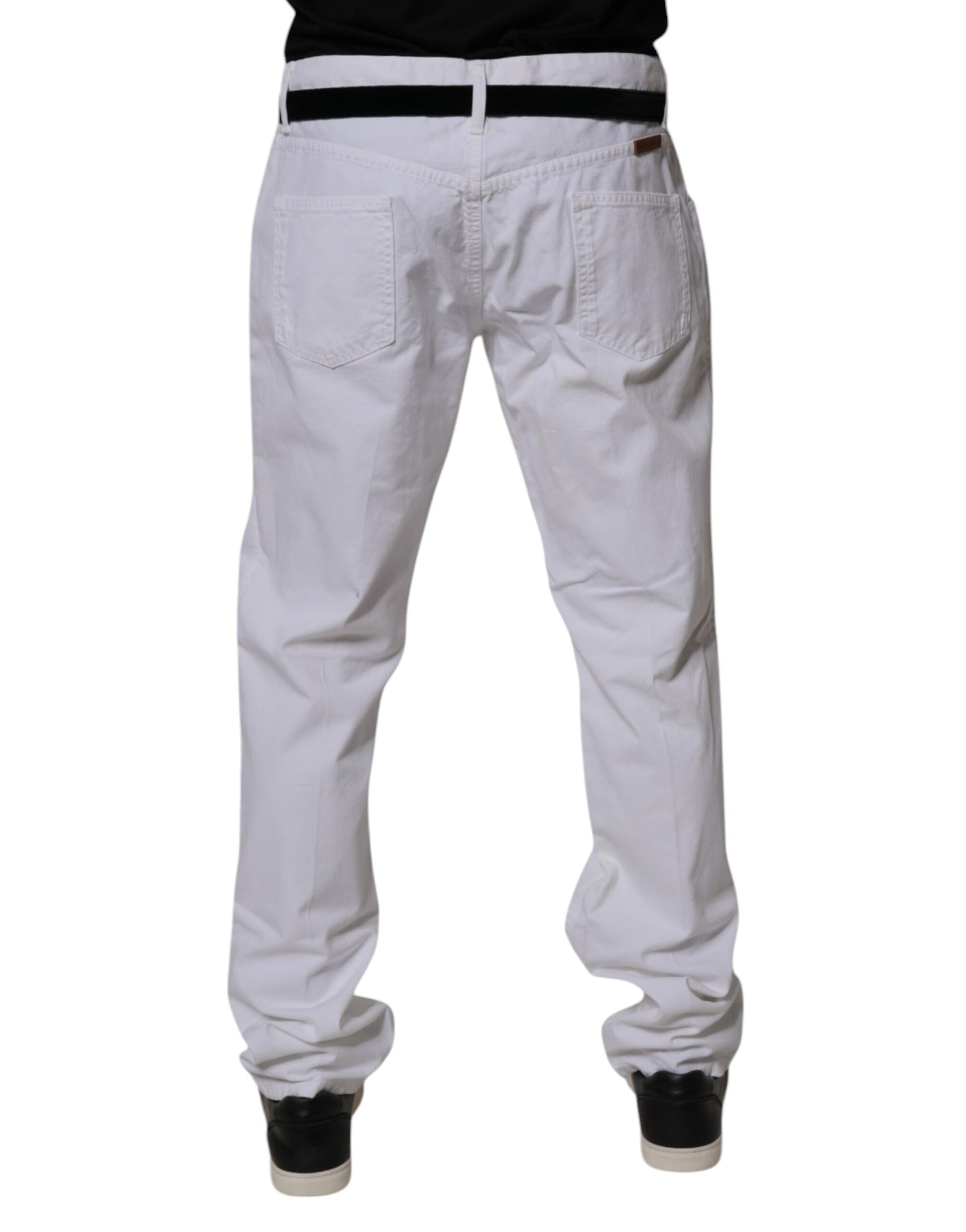 Dolce & Gabbana White Cotton Straight Men Denim Jeans by Dolce & Gabbana