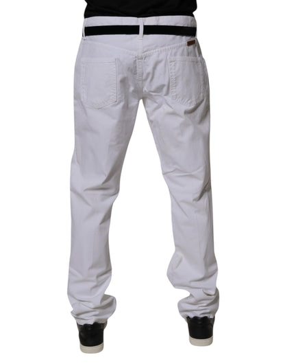 Dolce & Gabbana White Cotton Straight Men Denim Jeans by Dolce & Gabbana