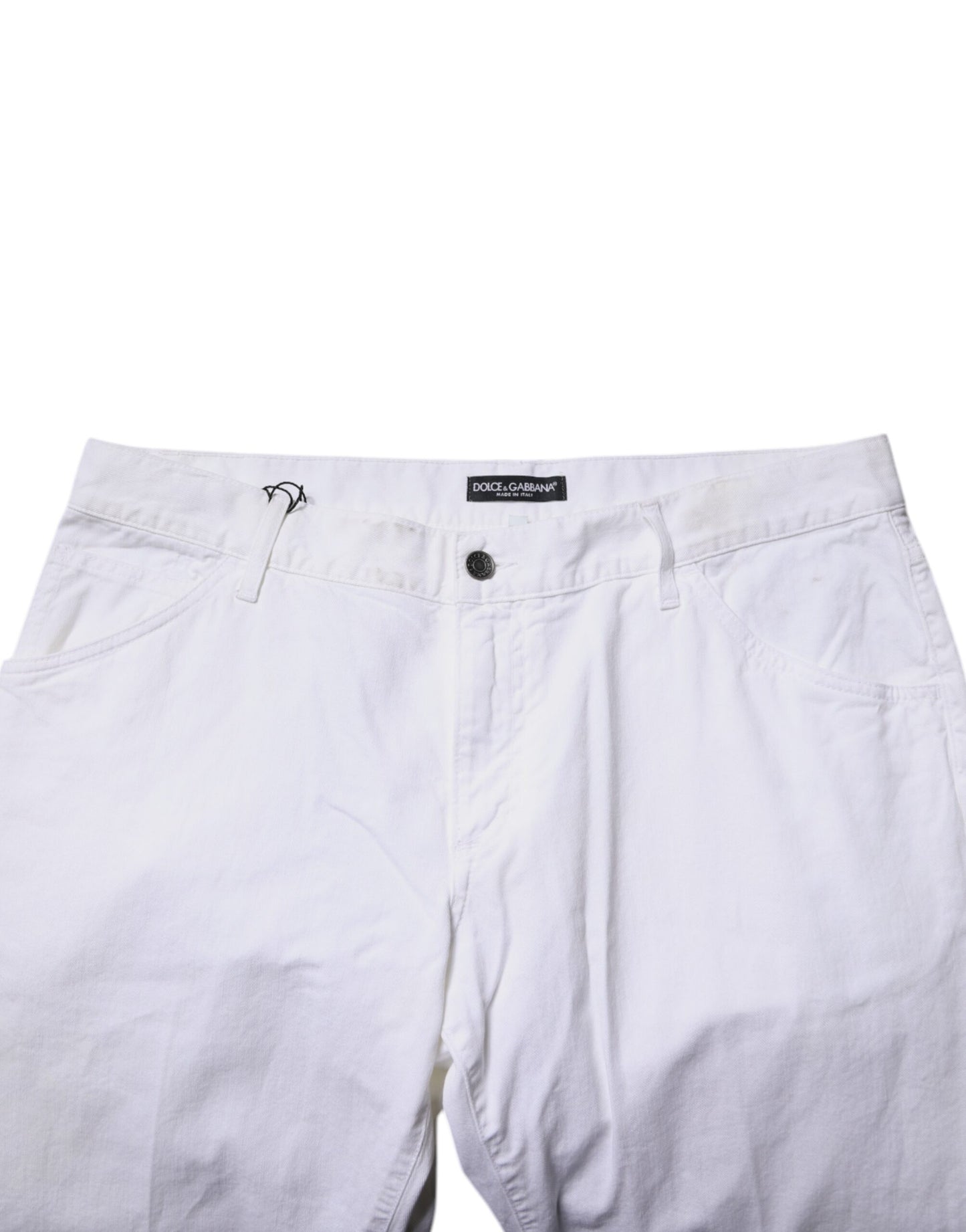 Dolce & Gabbana White Cotton Straight Men Denim Jeans by Dolce & Gabbana