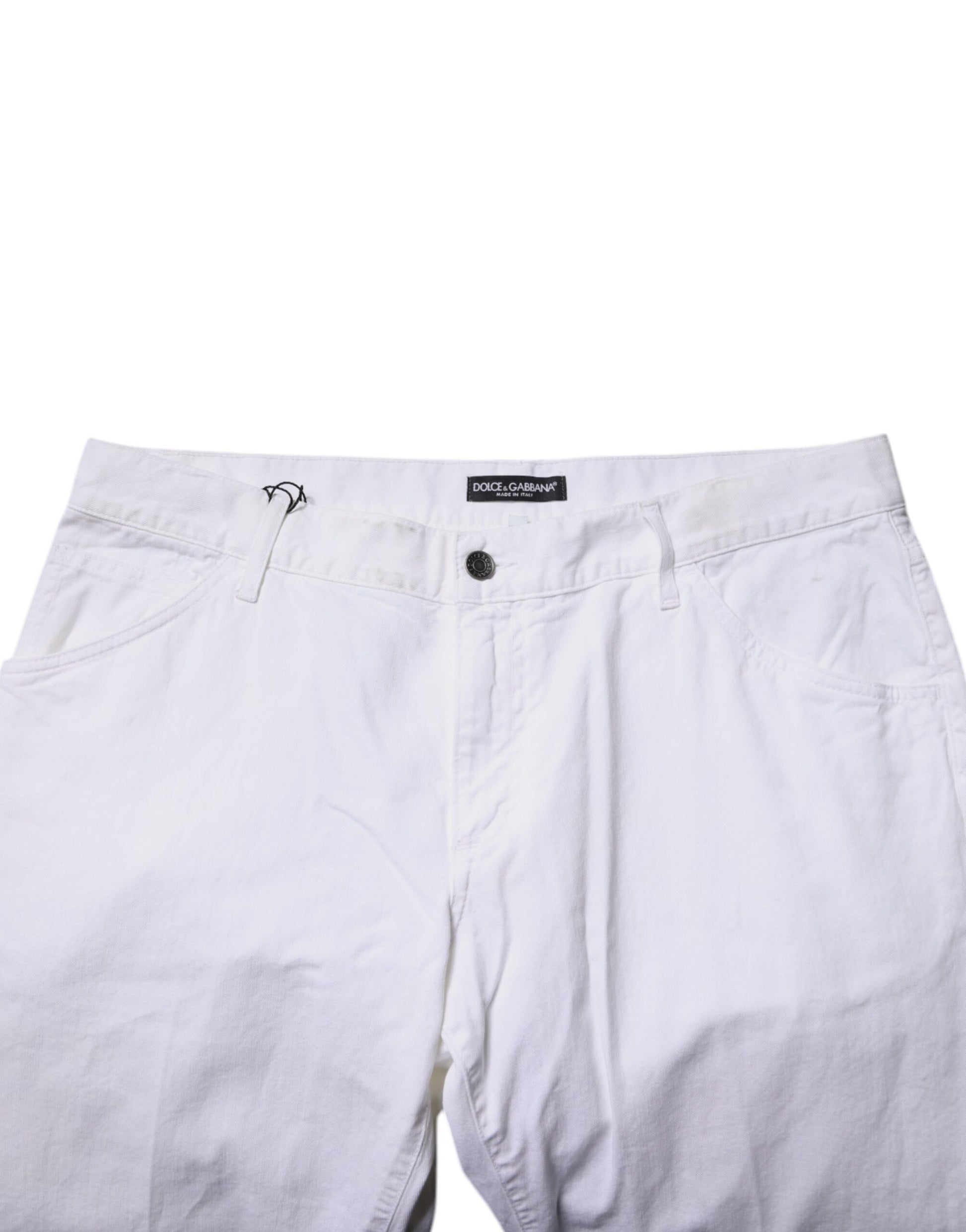 Dolce & Gabbana White Cotton Straight Men Denim Jeans by Dolce & Gabbana