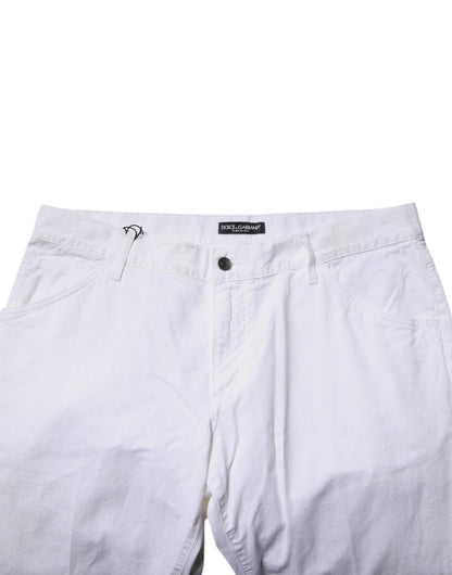 Dolce & Gabbana White Cotton Straight Men Denim Jeans by Dolce & Gabbana