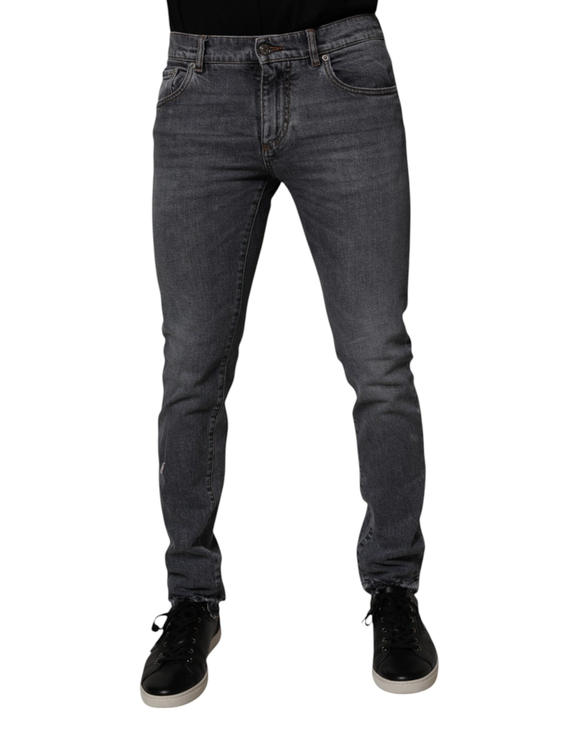 Dolce & Gabbana Dark Gray Cotton Stretch Skinny Denim Jeans by Dolce & Gabbana