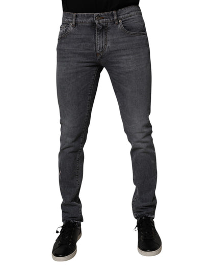Dolce & Gabbana Dark Gray Cotton Stretch Skinny Denim Jeans by Dolce & Gabbana