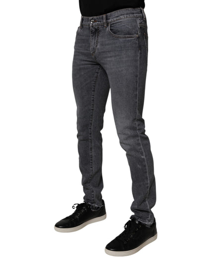 Dolce & Gabbana Dark Gray Cotton Stretch Skinny Denim Jeans by Dolce & Gabbana