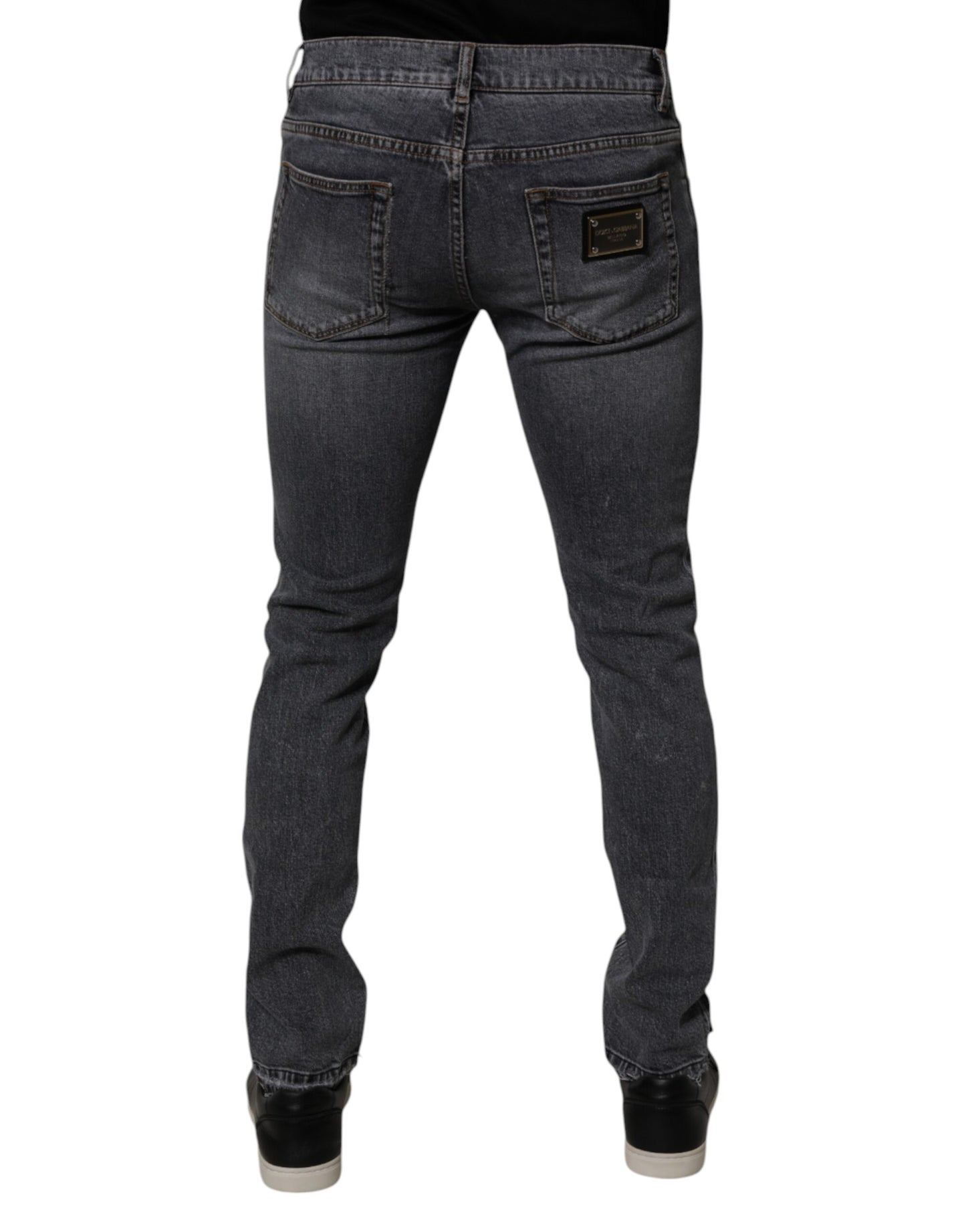 Dolce & Gabbana Dark Gray Cotton Stretch Skinny Denim Jeans by Dolce & Gabbana