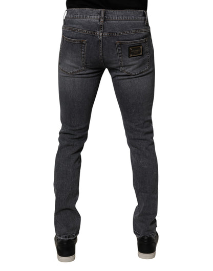 Dolce & Gabbana Dark Gray Cotton Stretch Skinny Denim Jeans by Dolce & Gabbana