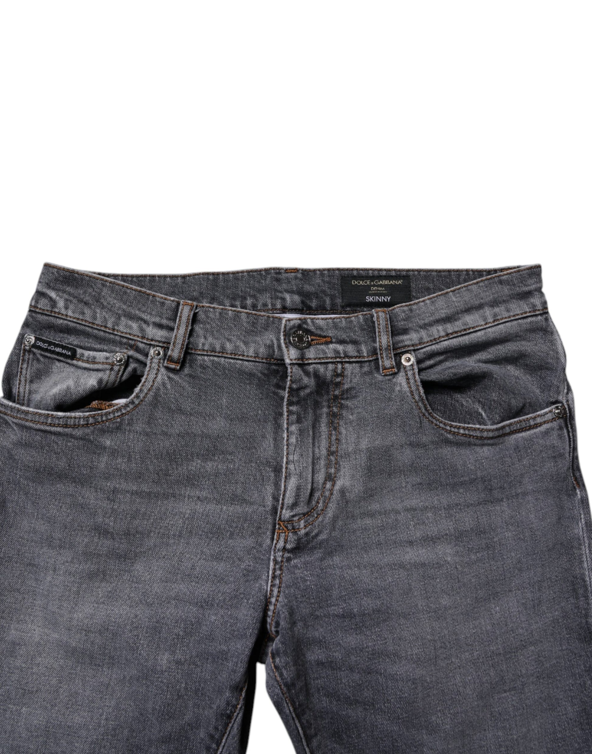 Dolce & Gabbana Dark Gray Cotton Stretch Skinny Denim Jeans by Dolce & Gabbana