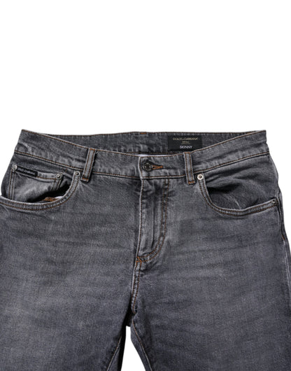 Dolce & Gabbana Dark Gray Cotton Stretch Skinny Denim Jeans by Dolce & Gabbana