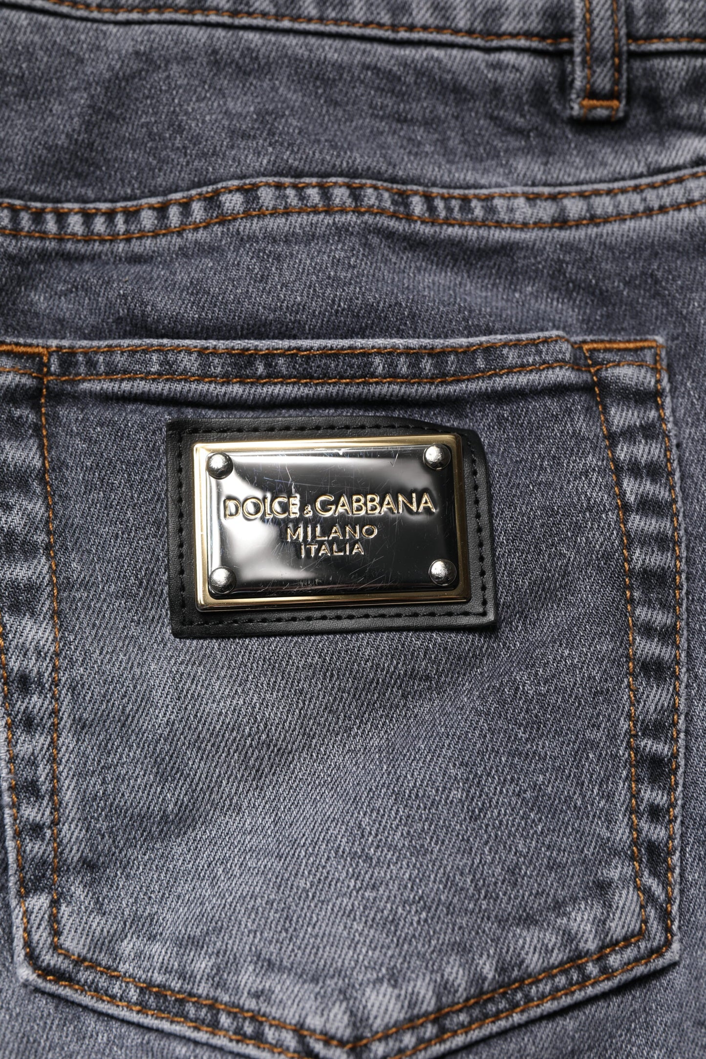 Dolce & Gabbana Dark Gray Cotton Stretch Skinny Denim Jeans by Dolce & Gabbana
