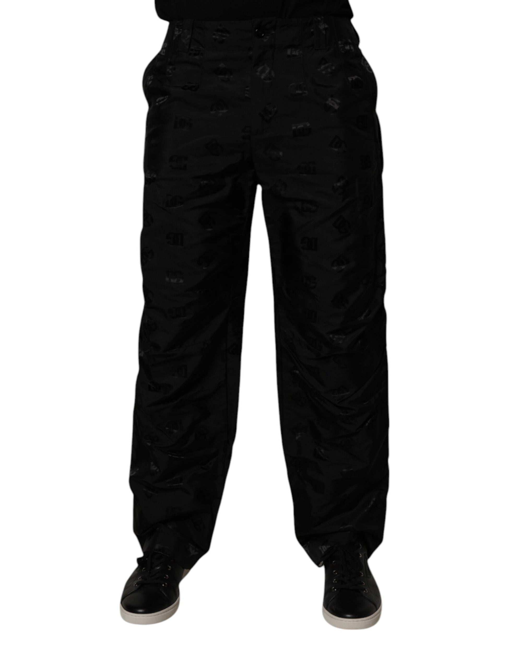Dolce & Gabbana Black Logo Monogram Straight Pants by Dolce & Gabbana