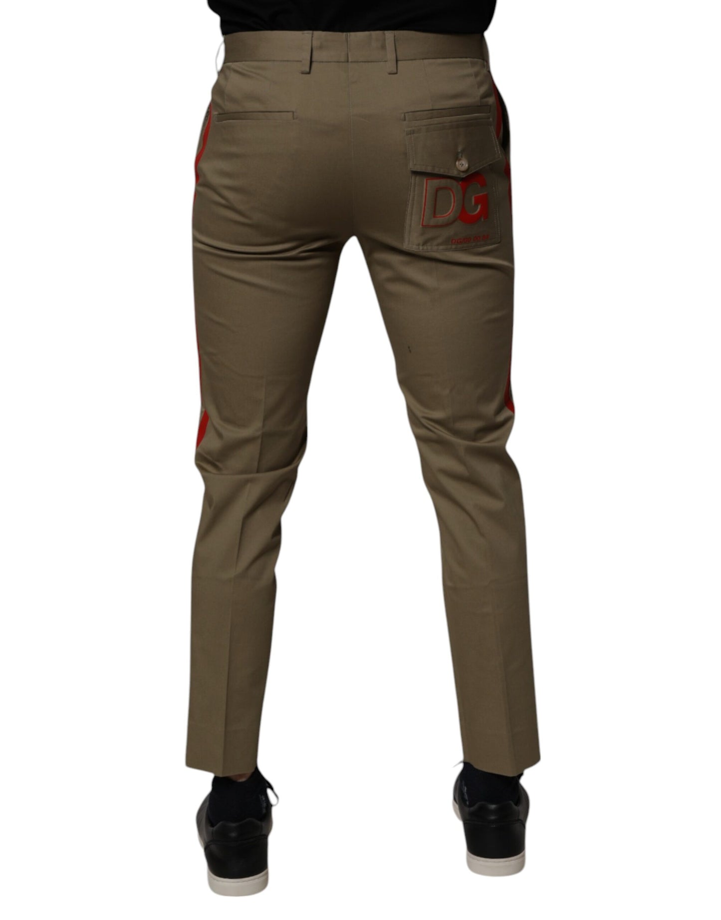 Dolce & Gabbana Dark Khaki Cotton Tapered Pants by Dolce & Gabbana