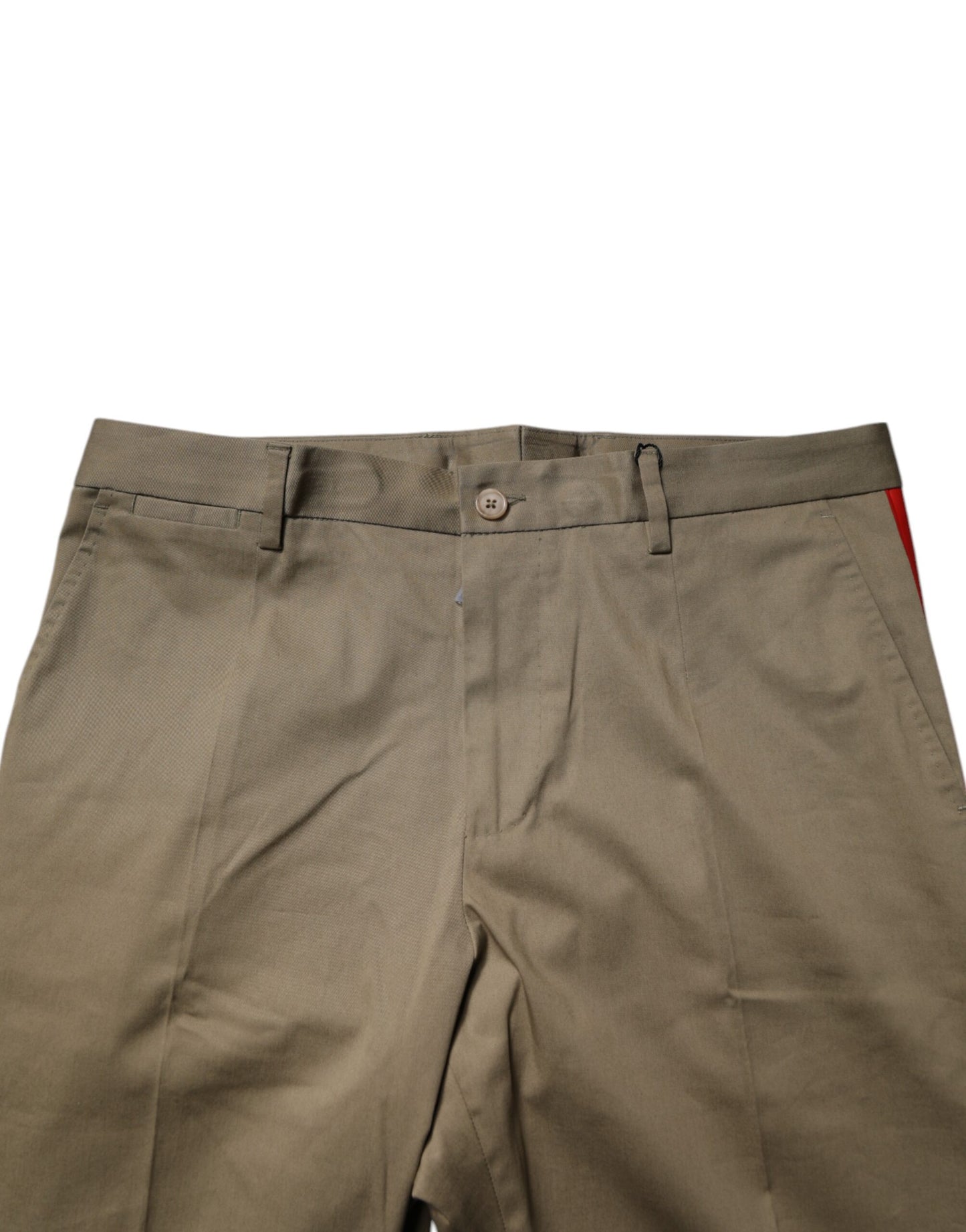 Dolce & Gabbana Dark Khaki Cotton Tapered Pants by Dolce & Gabbana