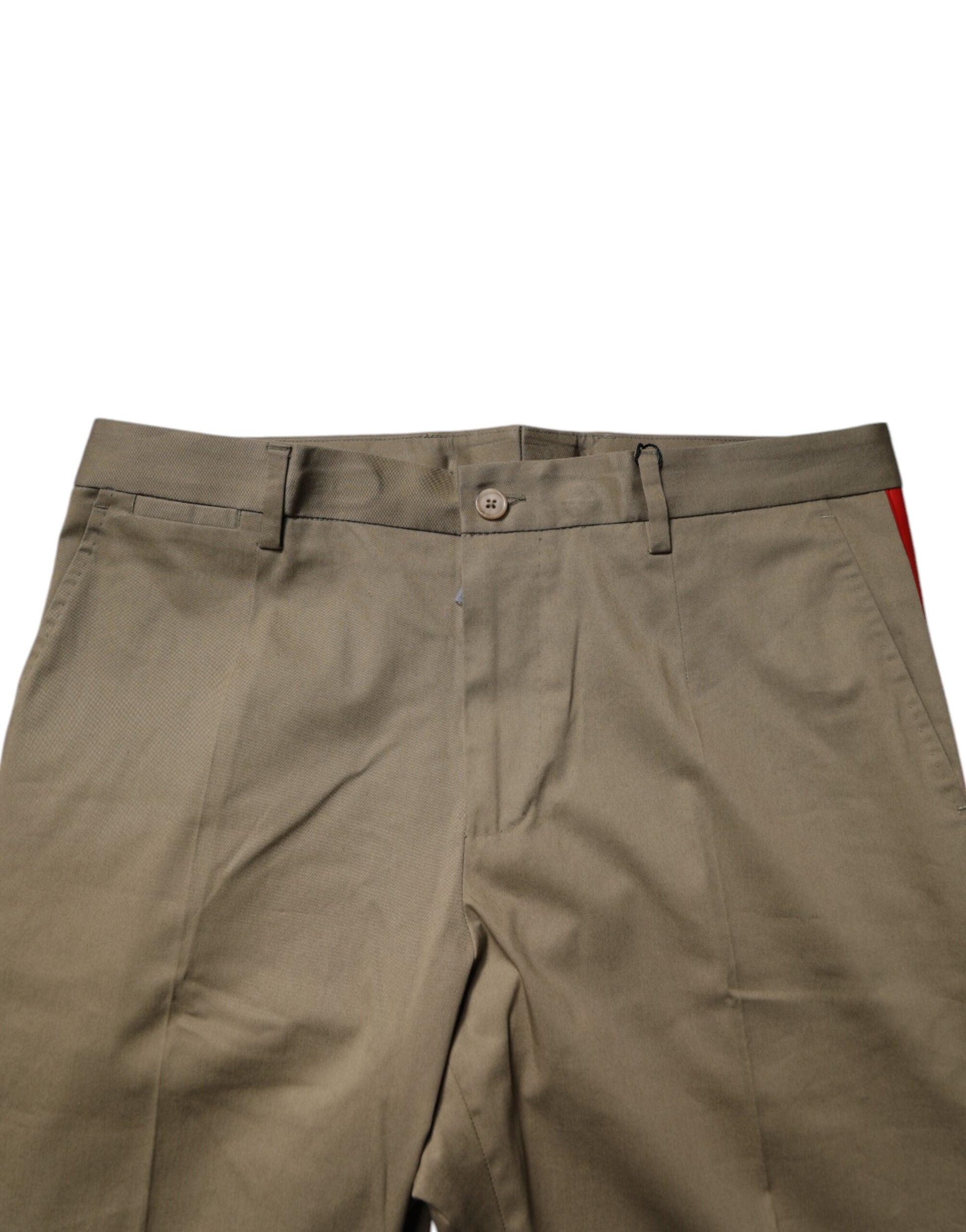Dolce & Gabbana Dark Khaki Cotton Tapered Pants by Dolce & Gabbana