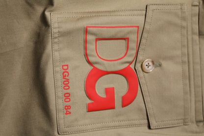 Dolce & Gabbana Dark Khaki Cotton Tapered Pants by Dolce & Gabbana