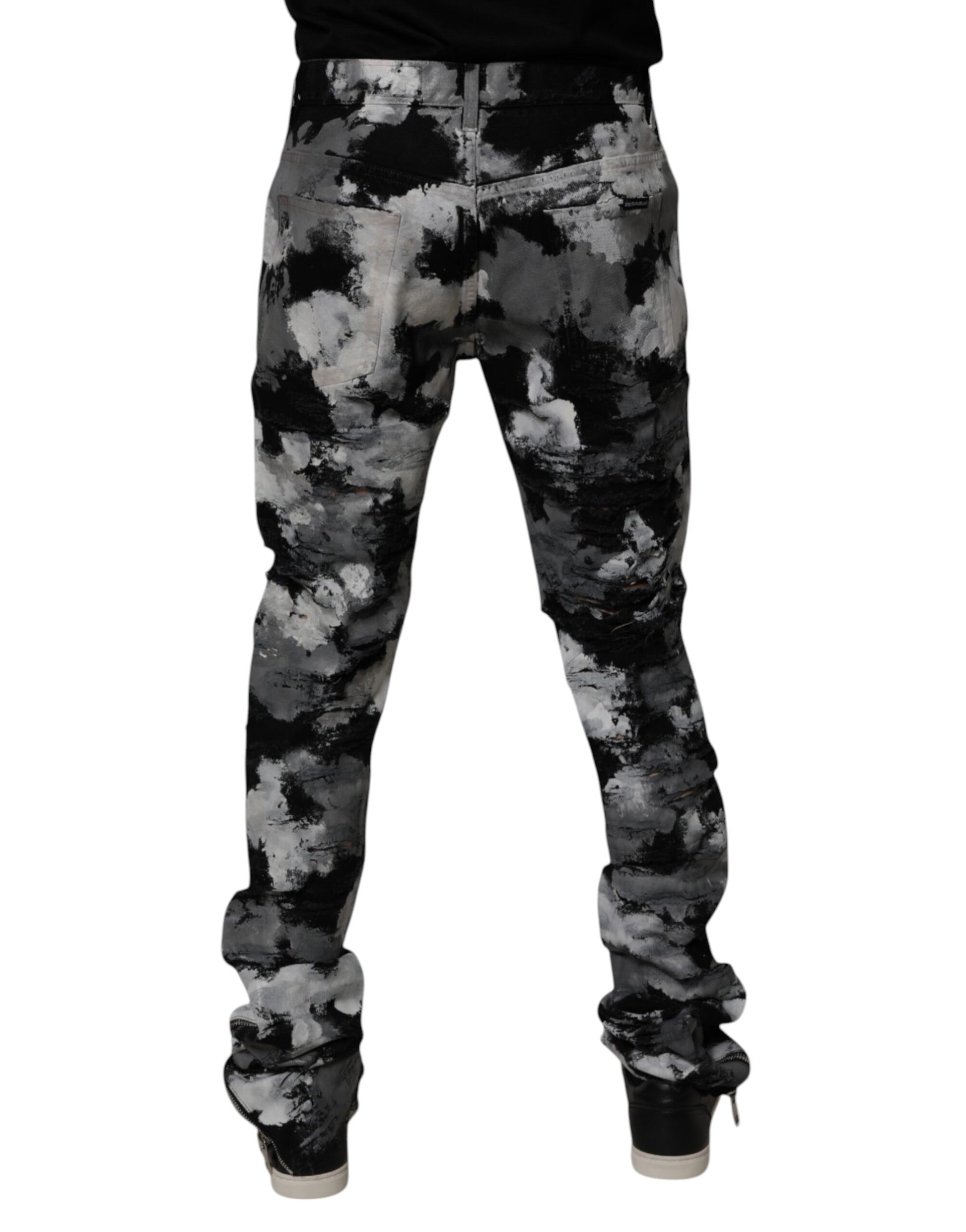 Dolce & Gabbana Multicolor Camouflage Tattered Skinny Denim Jeans by Dolce & Gabbana