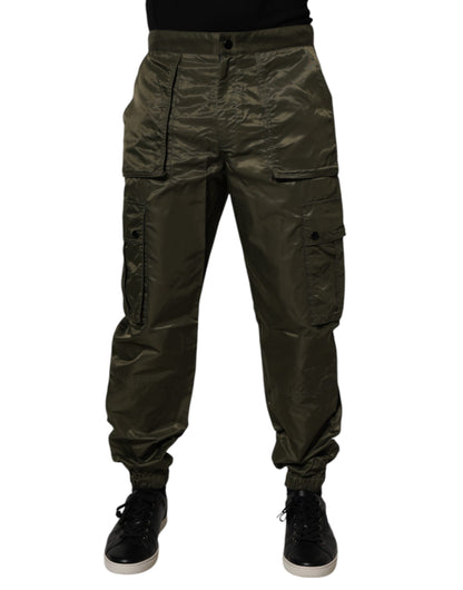 Dolce & Gabbana Dark Green Nylon Cargo Pants by Dolce & Gabbana