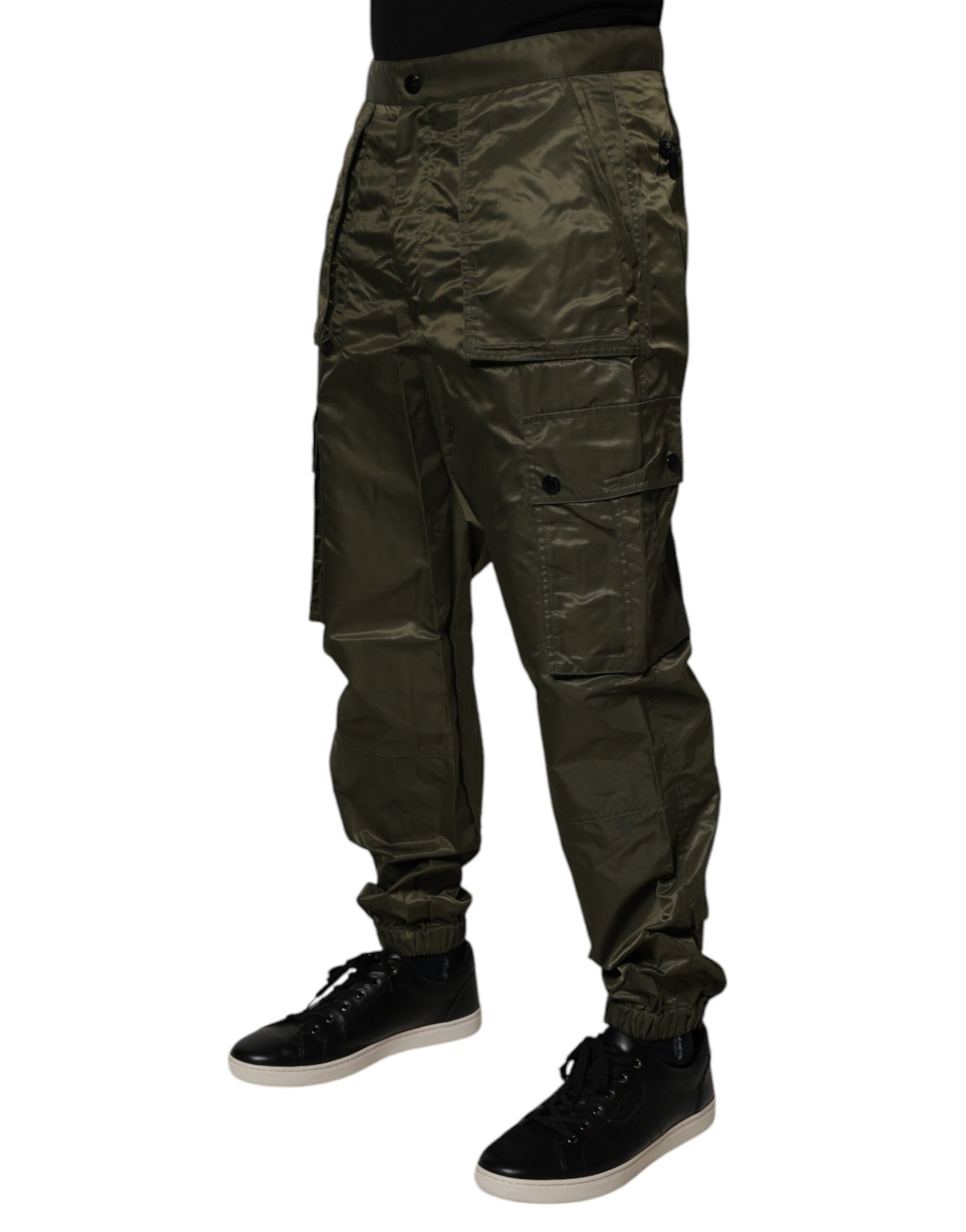 Dolce & Gabbana Dark Green Nylon Cargo Pants by Dolce & Gabbana