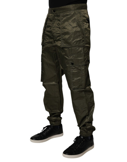 Dolce & Gabbana Dark Green Nylon Cargo Pants by Dolce & Gabbana