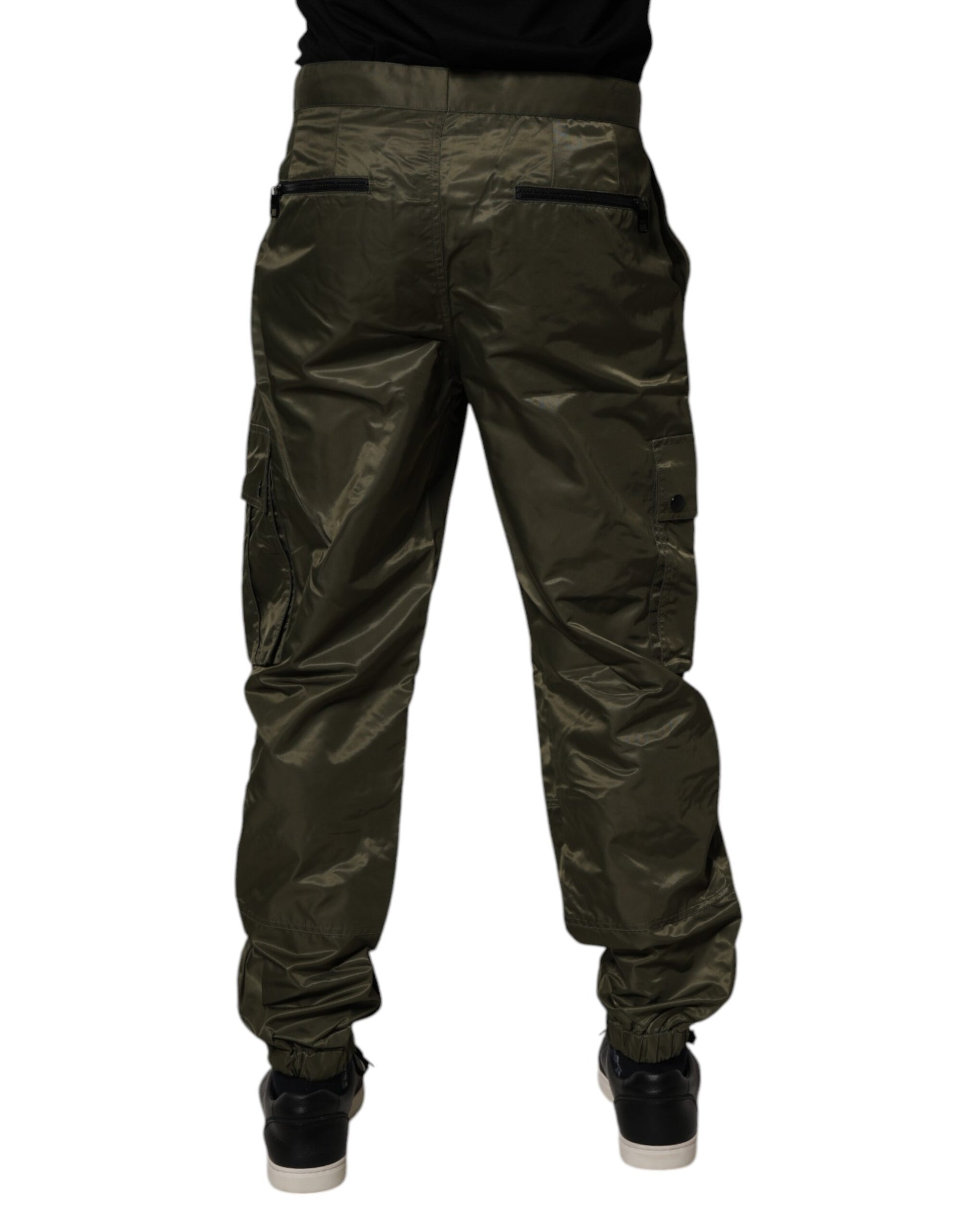 Dolce & Gabbana Dark Green Nylon Cargo Pants by Dolce & Gabbana
