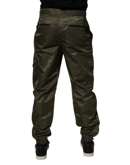 Dolce & Gabbana Dark Green Nylon Cargo Pants by Dolce & Gabbana