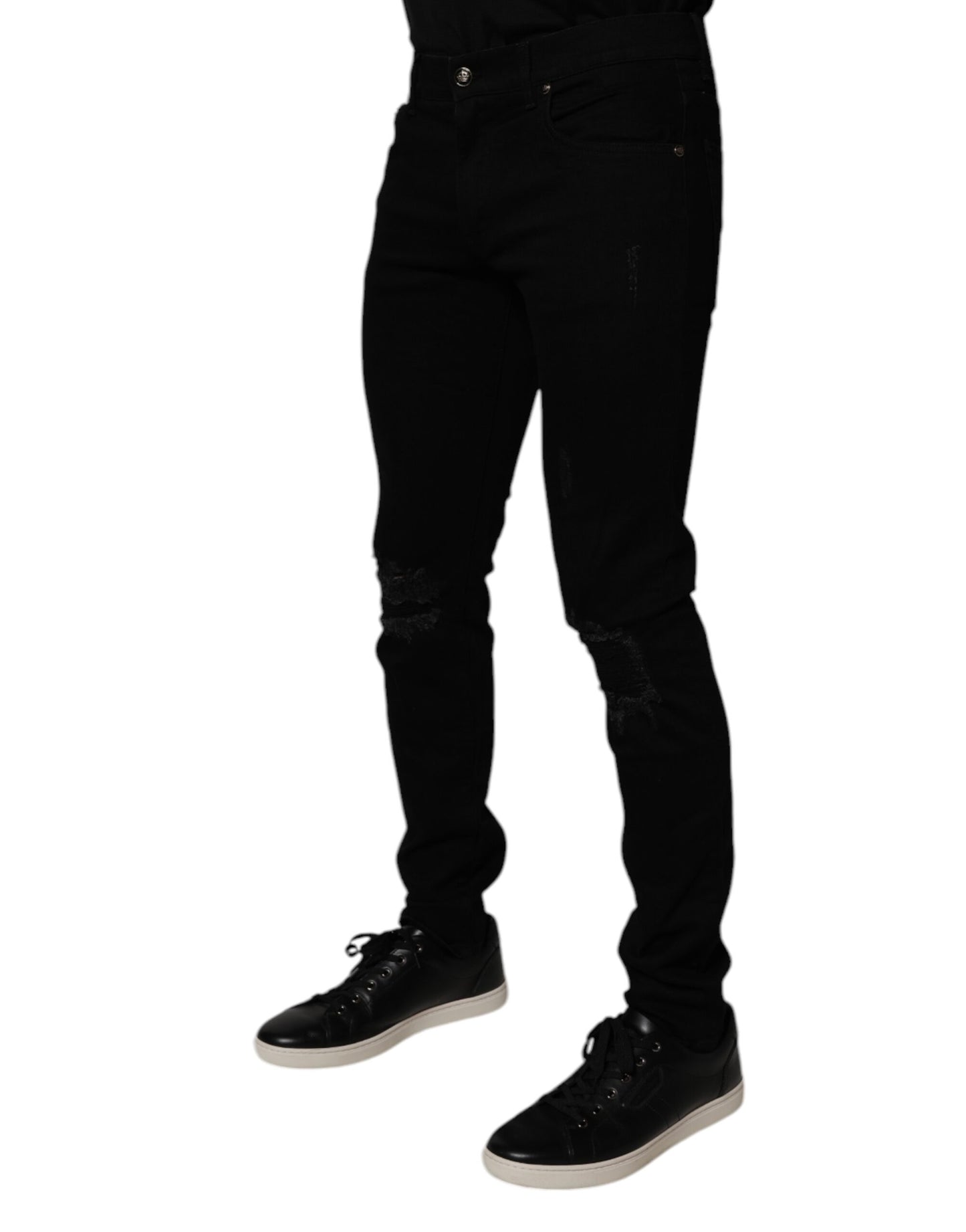 Dolce & Gabbana Black Cotton Stretch Skinny Men Denim Jeans by Dolce & Gabbana