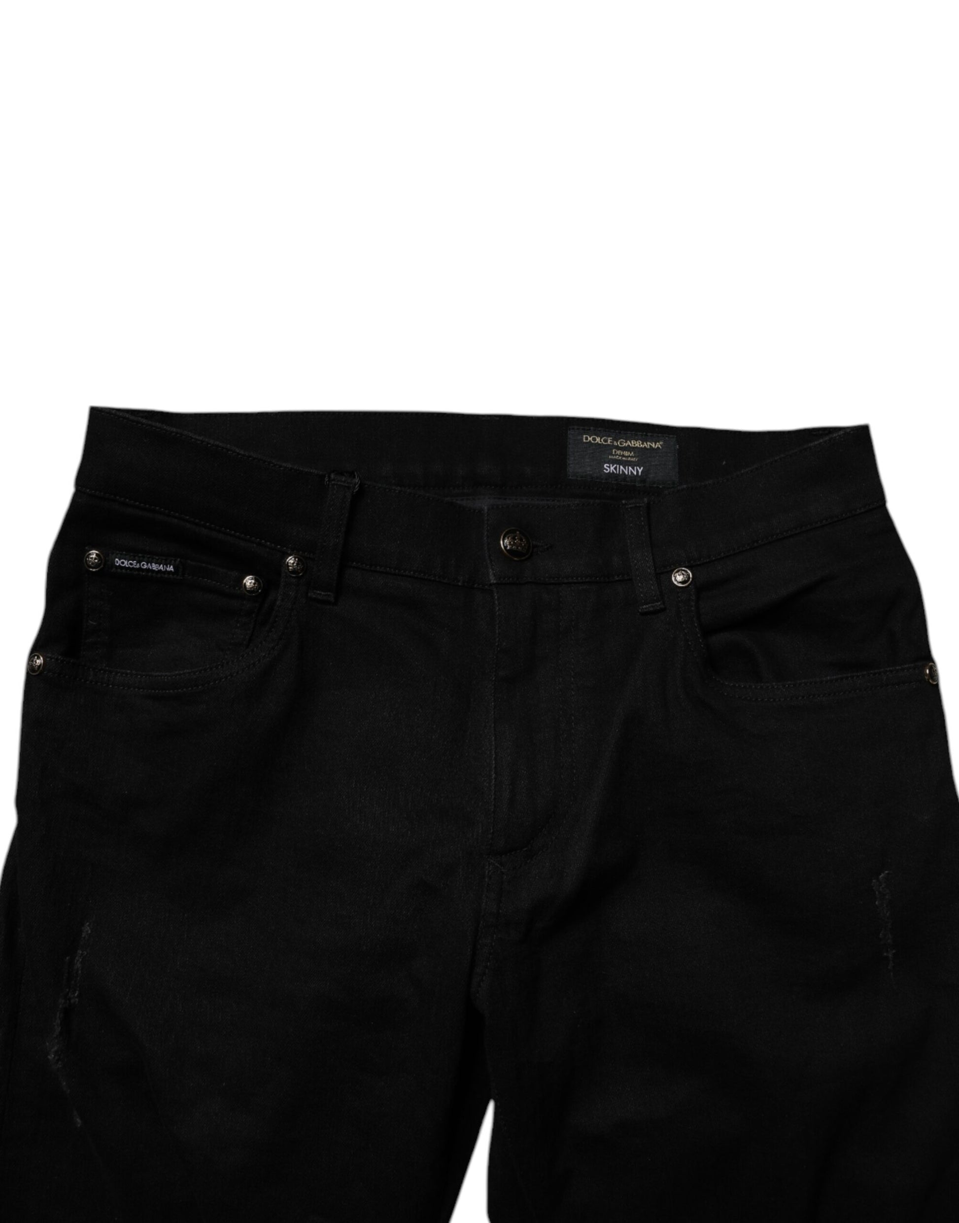 Dolce & Gabbana Black Cotton Stretch Skinny Men Denim Jeans by Dolce & Gabbana