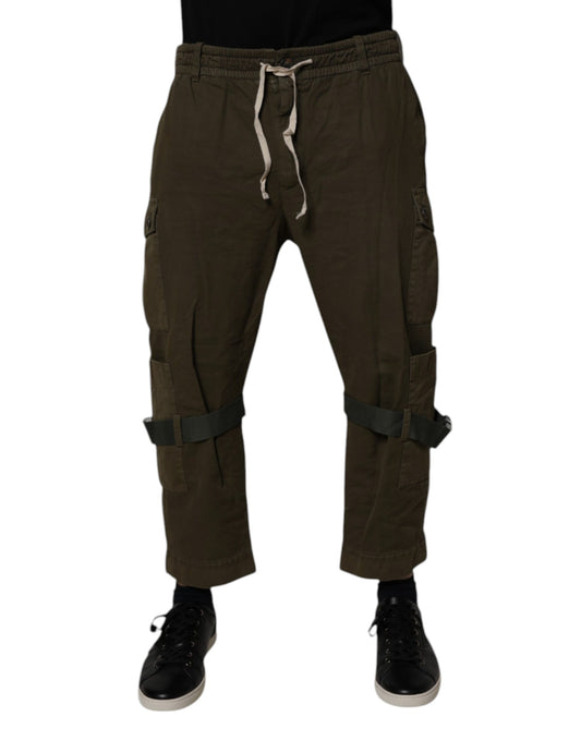 Dolce & Gabbana Brown Cotton Stretch Cargo Pants by Dolce & Gabbana
