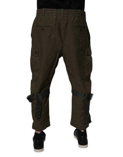 Dolce & Gabbana Brown Cotton Stretch Cargo Pants by Dolce & Gabbana