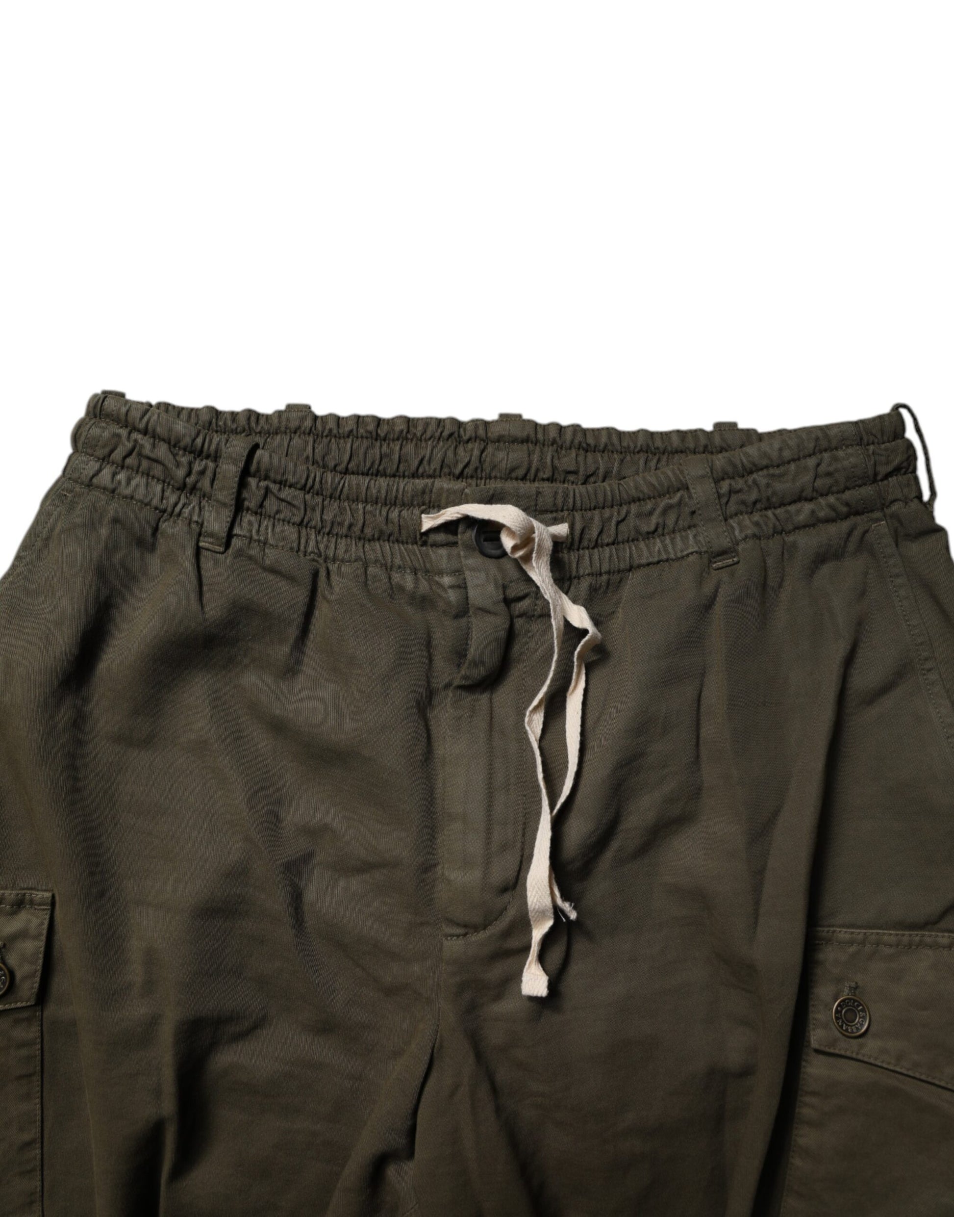 Dolce & Gabbana Brown Cotton Stretch Cargo Pants by Dolce & Gabbana