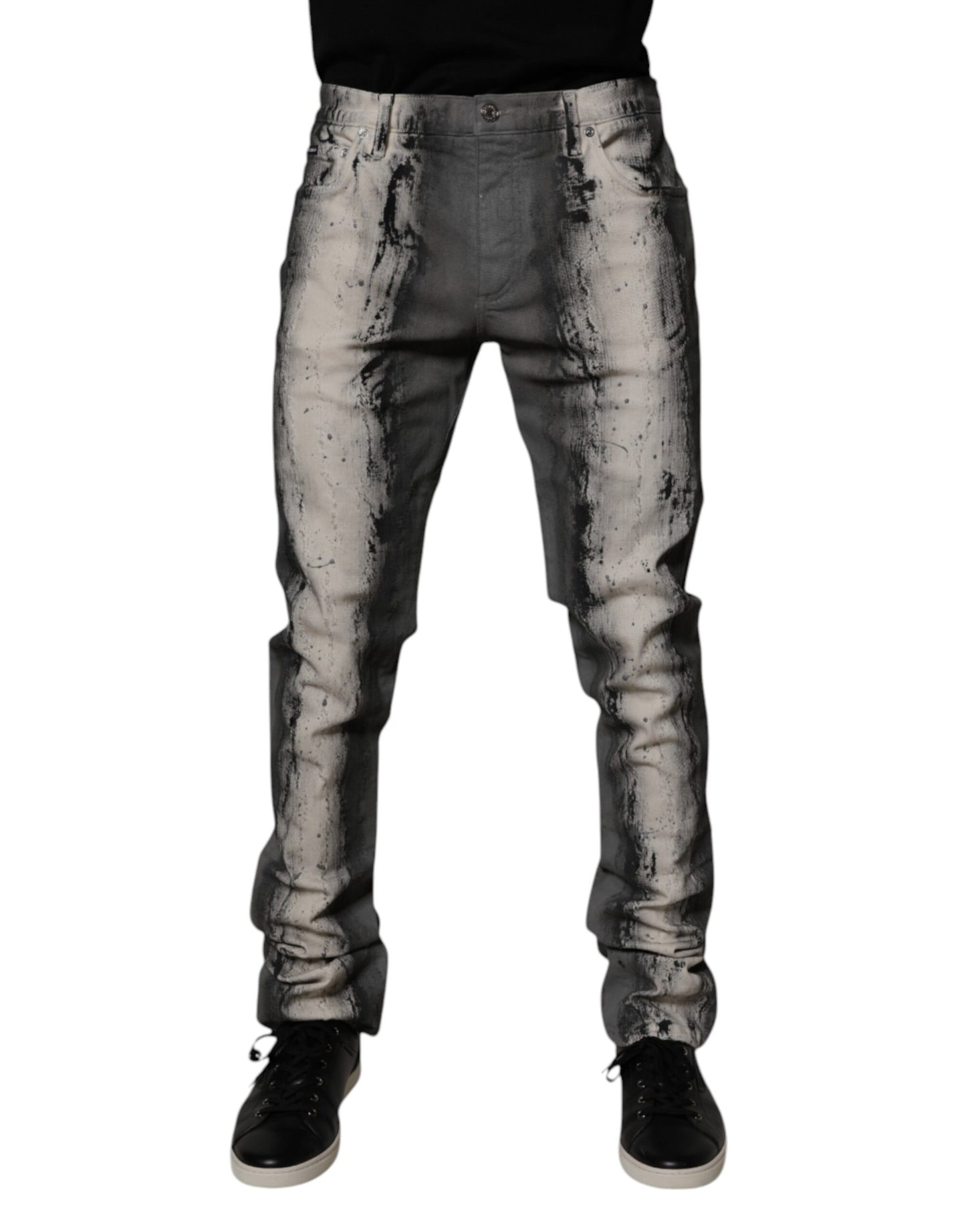 Dolce & Gabbana Gray Tie Dye Cotton Skinny Men Denim Jeans by Dolce & Gabbana