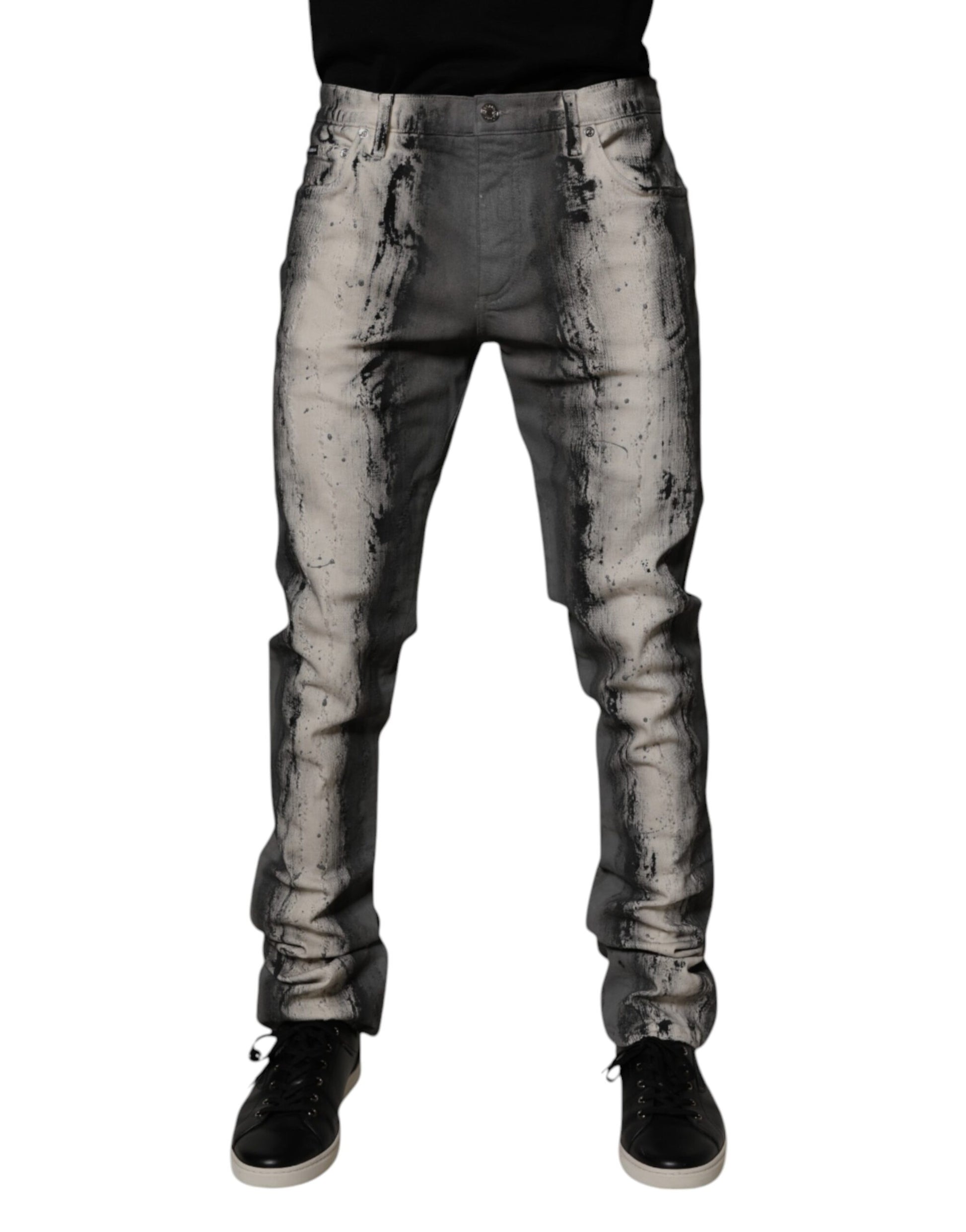 Dolce & Gabbana Gray Tie Dye Cotton Skinny Men Denim Jeans by Dolce & Gabbana