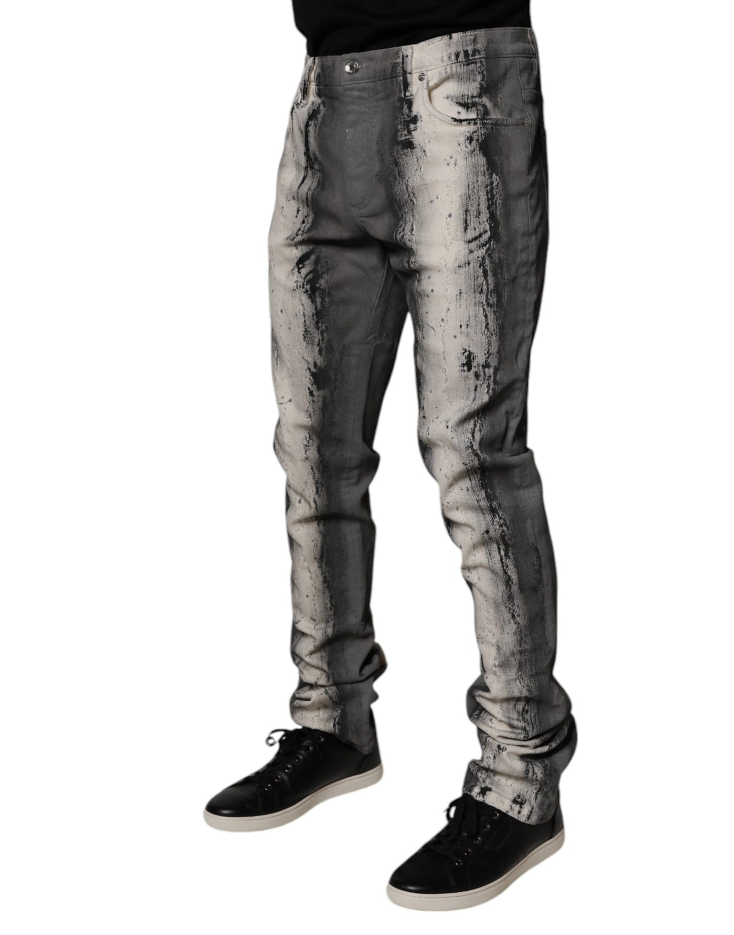 Dolce & Gabbana Gray Tie Dye Cotton Skinny Men Denim Jeans by Dolce & Gabbana