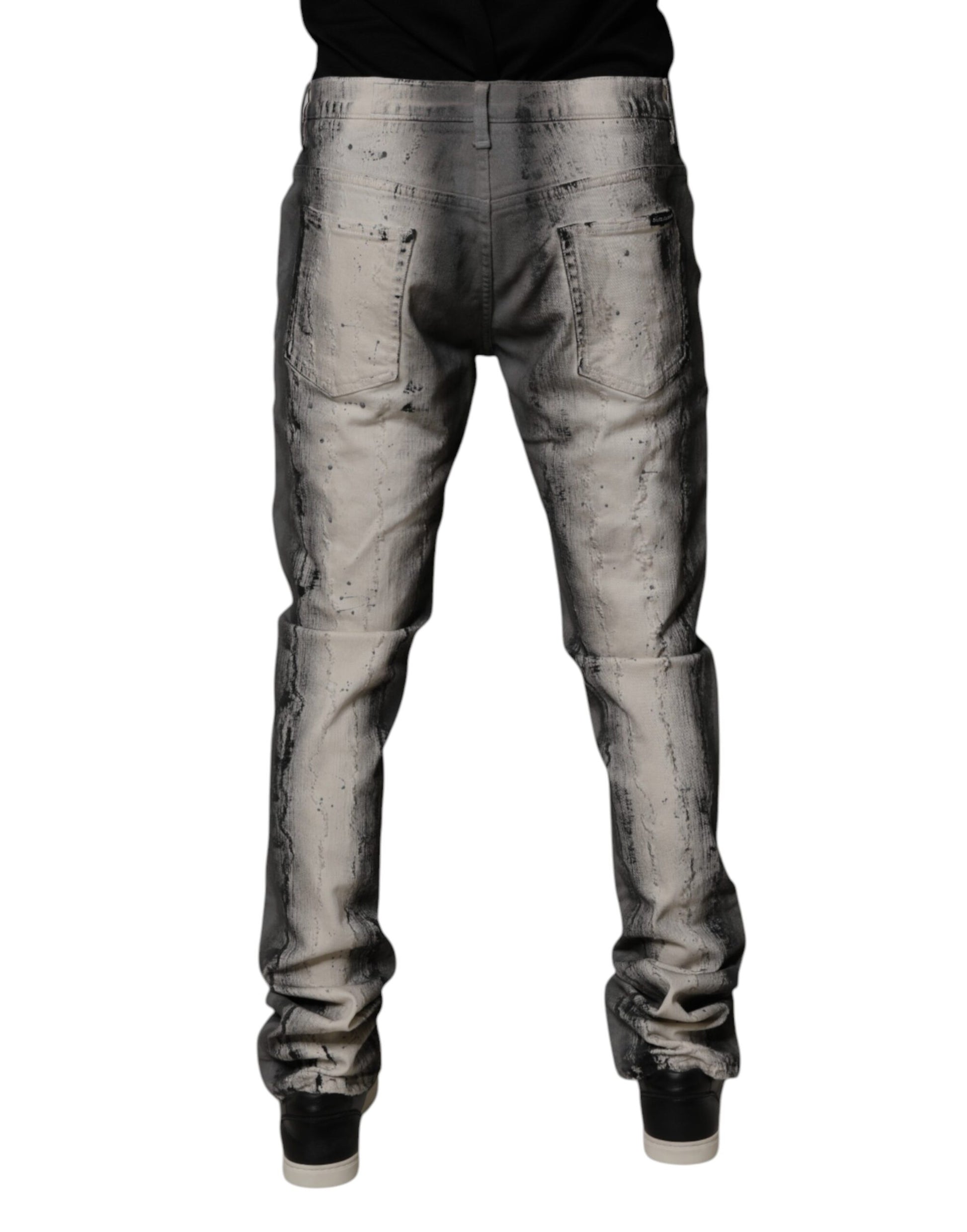 Dolce & Gabbana Gray Tie Dye Cotton Skinny Men Denim Jeans by Dolce & Gabbana