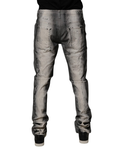 Dolce & Gabbana Gray Tie Dye Cotton Skinny Men Denim Jeans by Dolce & Gabbana